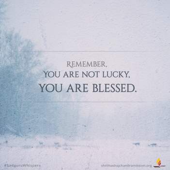 Remember, You are not lucky, you are blessed.